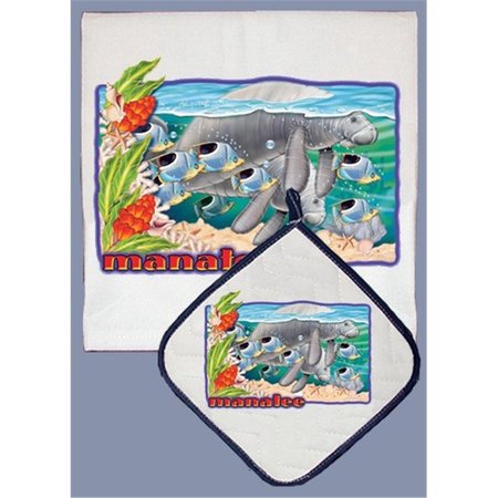 BAKEBETTER Manatee Dish Towel And Pot Holder Set BA2633897